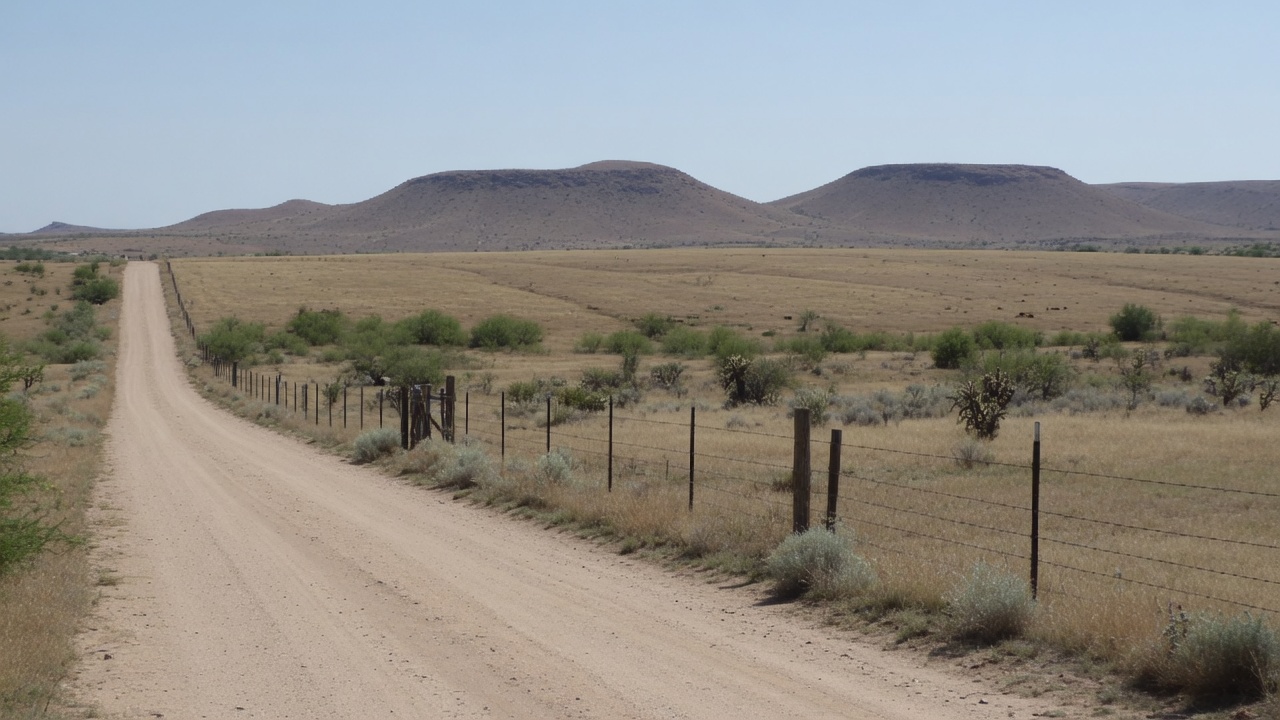 Rural Arizona ranch acreage with dirt access road and fence line